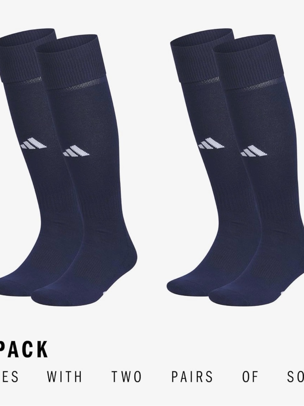 adidas Navy Blue Soccer Socks with White Logo - 2 Pack